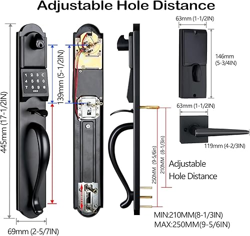 Miniatura 3 de NEWBANG Manija de teclado inteligente para puerta delantera individual en acabado negro mate, MDHST2018DB-E