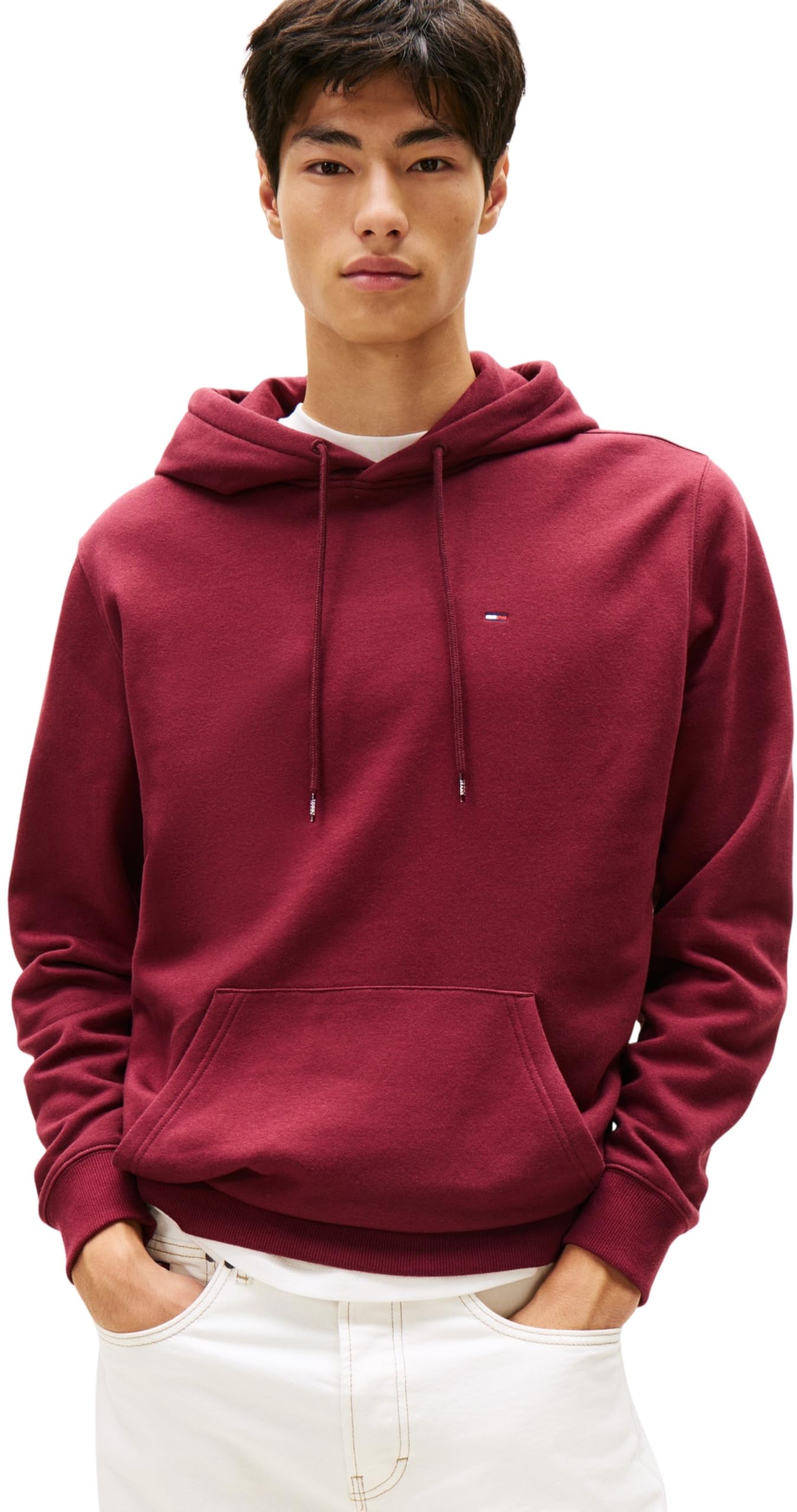 Tommy Jeans Men’s Regular Fit Flag Fleece Hoodie, Red (Red Wine), XXL