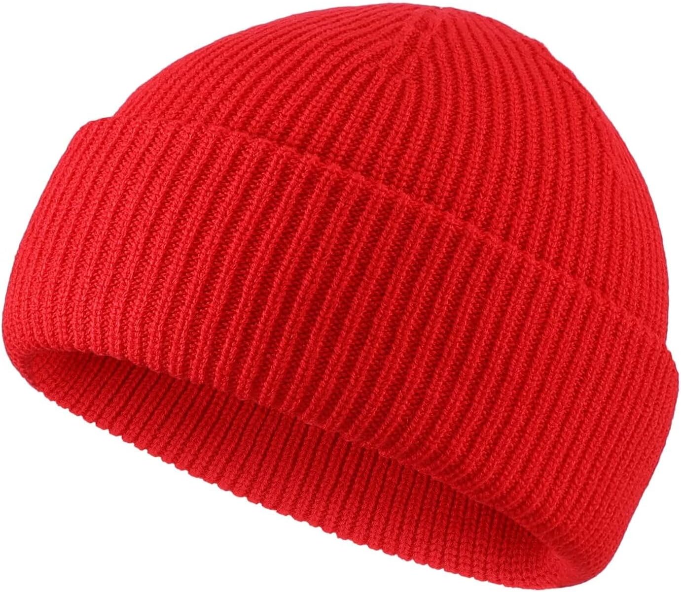 Connectyle Short Fisherman Beanie for Men Women Warm Winter Hats Knit Cuffed Beanies Skull Cap Acrylic Watch Hat