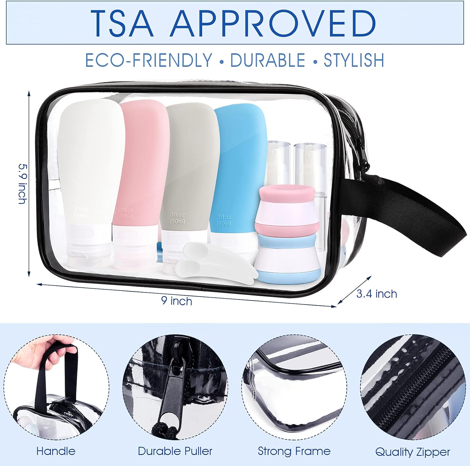 Silicone Travel Bottles Set, INSFIT 17 Pcs TSA Approved Travel Accessories, 3oz Travel Size Toiletries for Shampoo Conditioner Cream, Refillable Travel Containers Travel Essentials with Bag and Lables : Beauty & Personal Care