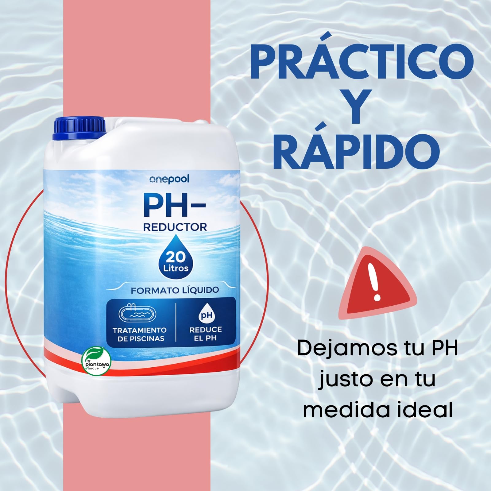 Onepool Reductor pH Piscina 20L | pH Minus Líquido | Regulador de pH para Piscinas Salinas y Clorador Salino | Fácil Dosificación
