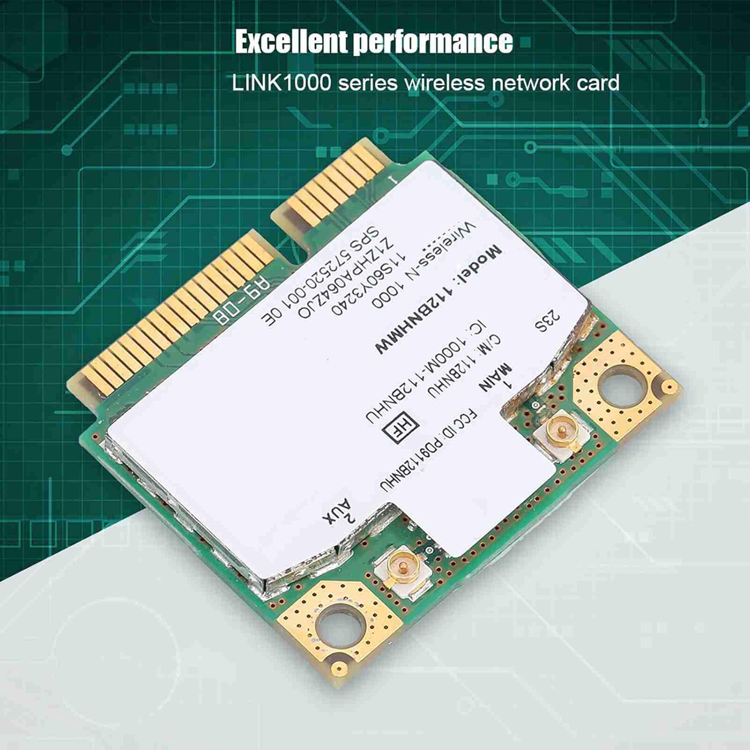 ASHATA Mini PCI-E Network Card with 'Excellent performance' text
