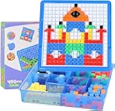 ZOZOPLAY Kids Mosaic Puzzle,490Pcs Building Blocks,Educational Kit with 6 Assembly Drawing,STEM Toys for 3+ Year Old(Small Cube)