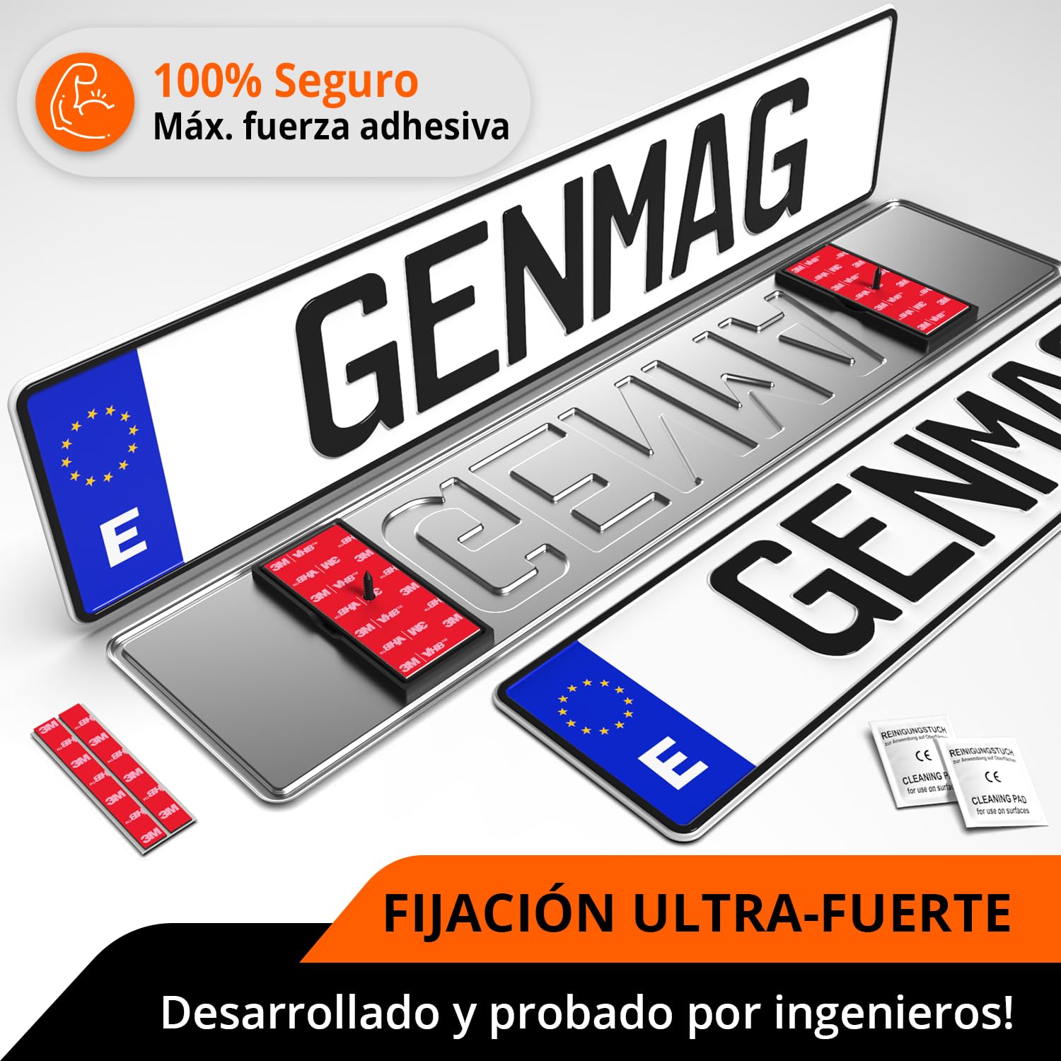 GENMAG® 1x Portamatriculas Coche Magnetico [Super Fuerte & Universal] Soporte Matricula Coche con Iman | Porta Matriculas para Coches Imantado | Imanes para Porta Matricula | para Coches y Remolques