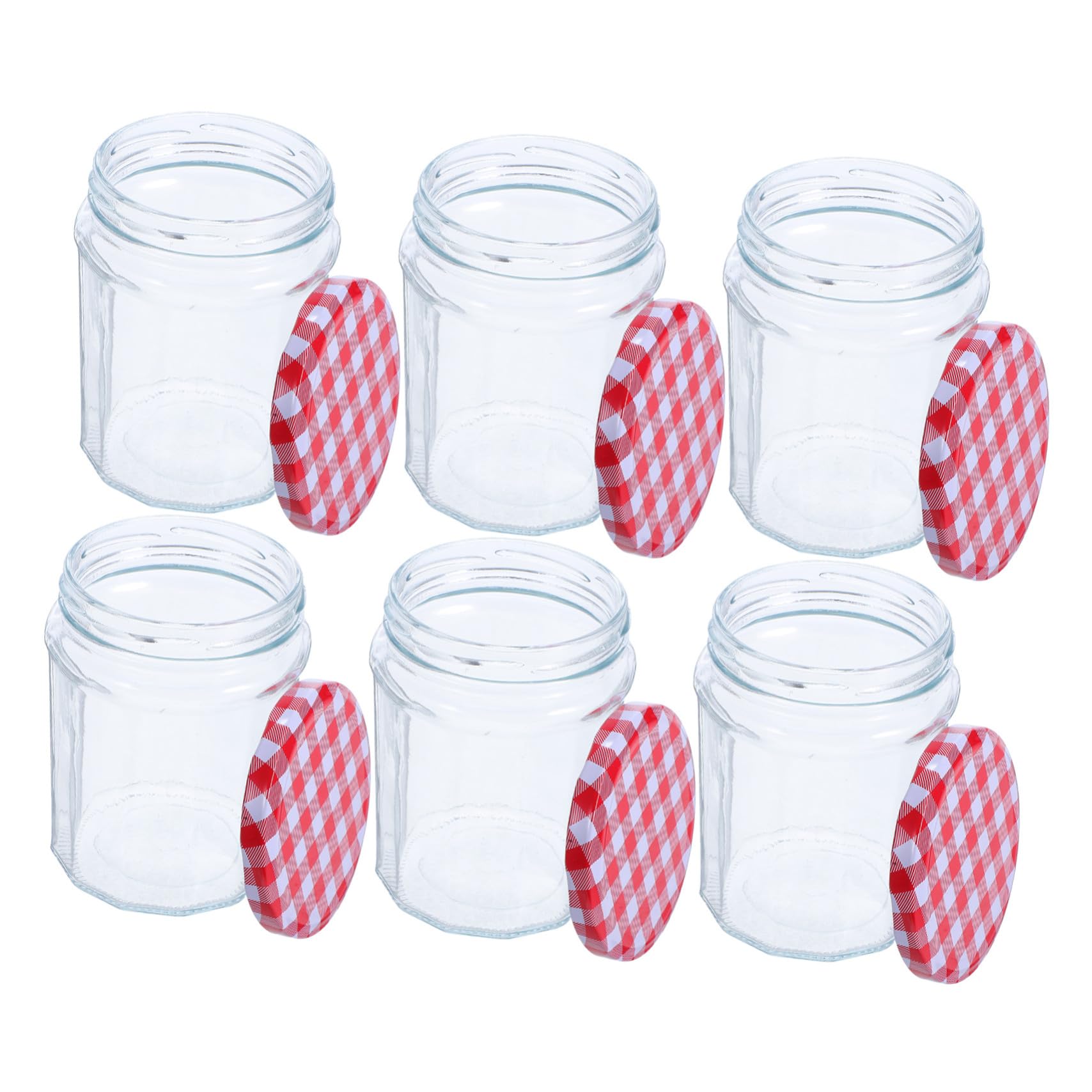 MAGICLULU 6stücke Verschlüsselbare Sechseckige Marmeladengläser mit Deckel Luftdichte Glasbehälter für Lebensmittel zur Aufbewahrung von Honig Marmeladen und Gewürzen Gastgeschenk