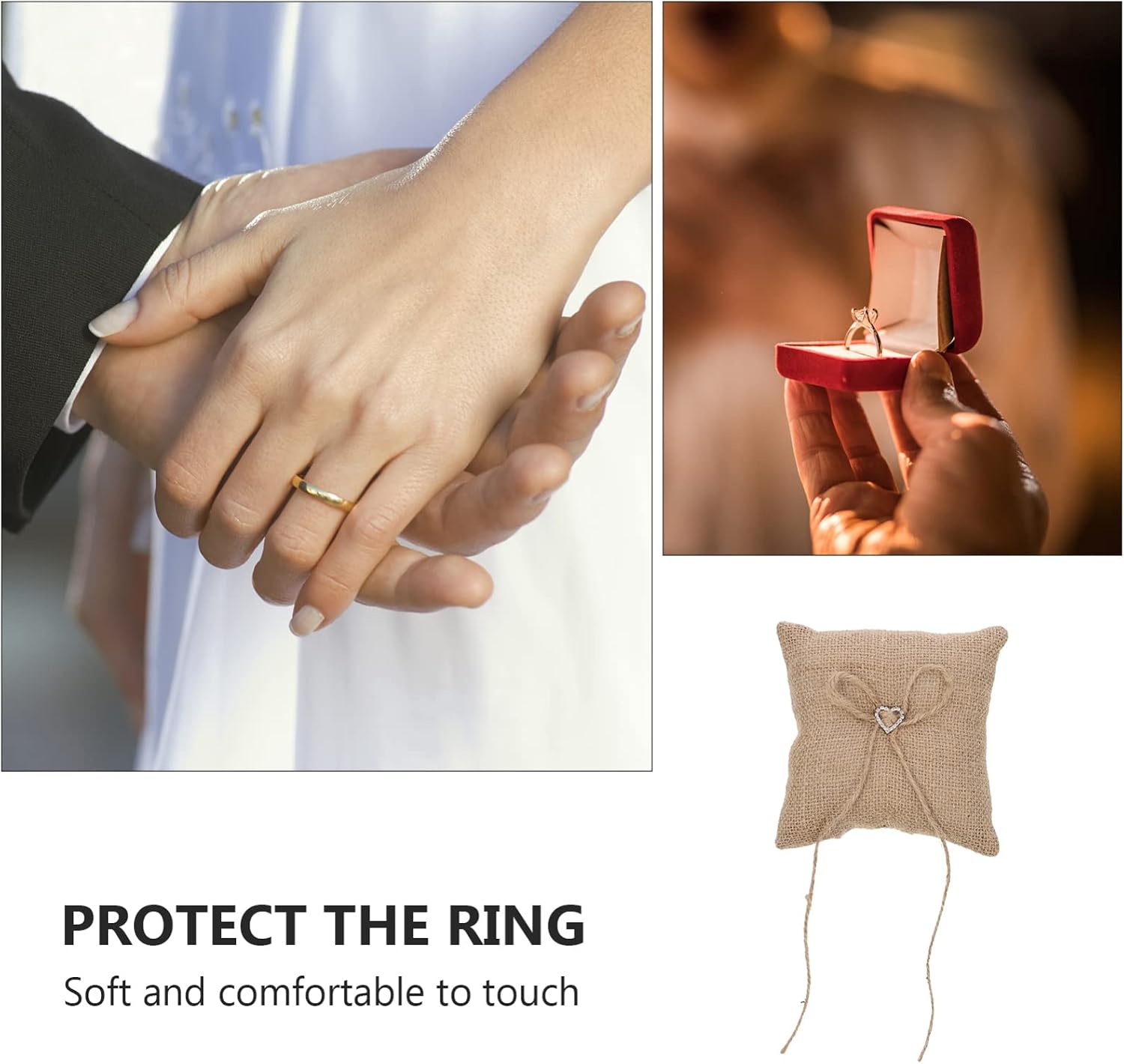 ULTECHNOVO 4 pcs Romantic Wedding Ring Pillow Elegant Bridal Ring Cushion for Wedding Ceremony Unique Soft Cloth Design