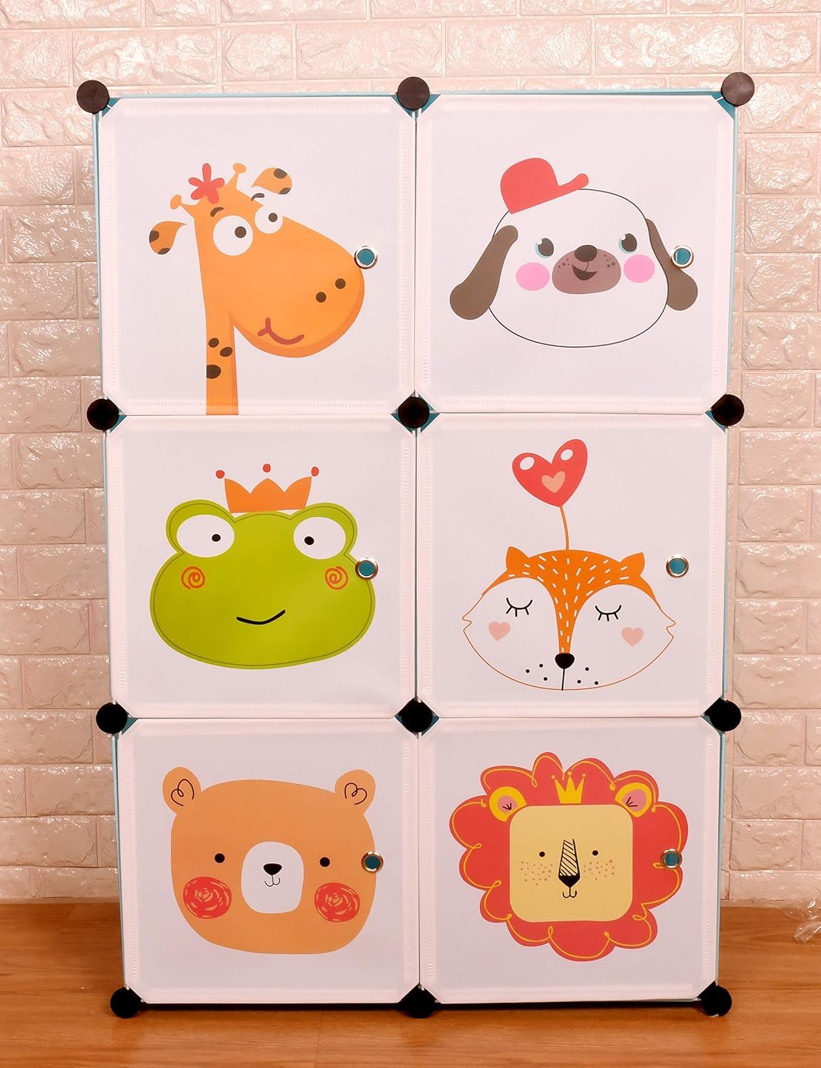 THE LITTLE LOOKERS� Collapsible Kids Clothing Wardrobe |Cute Prince & Castle Print/Portable Waterproof Multipurpose Storage Rack/Adjustable Almirah for Babies/Girls/Boys (Blue Animal, 6 Cube)