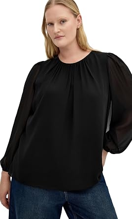City Chic Womens Plus Size Top - Kelly Sheer Sleeve