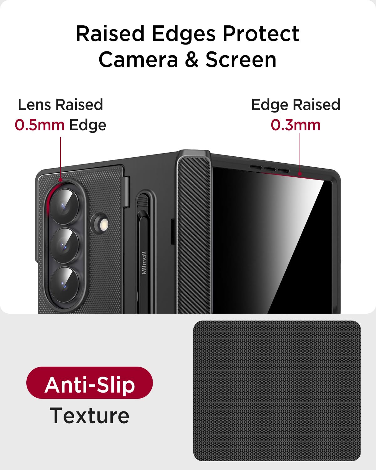 Miimall Funda Anti Espia para Samsung Galaxy Z Fold 7 con S Pen, [Protector de Pantalla Privacidad] Protección Bisagra Funda Fold 7 con Soporte, Antigolpes Grado Militar 360 Carcasa para Fold7, Negro
