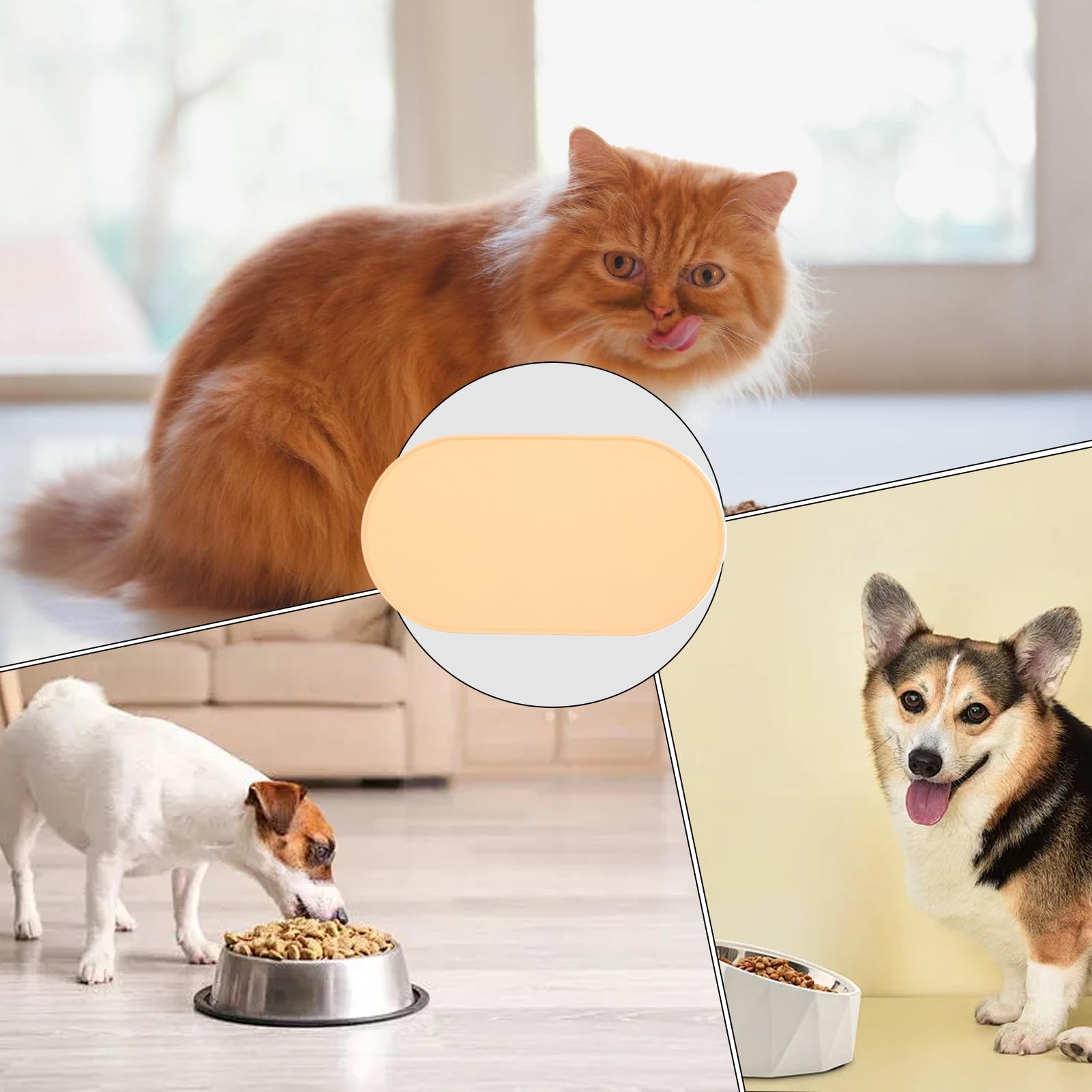 Tappetino in Silicone per Cani Vassoi Cibo Gatti, Sottociotola Acqua | Antiolio Di Raccolta Antigocciolamento Sottociotola Impermeabile Stuoia Gatti Adatto A Interni Esterni Casa Negozio Tappeto