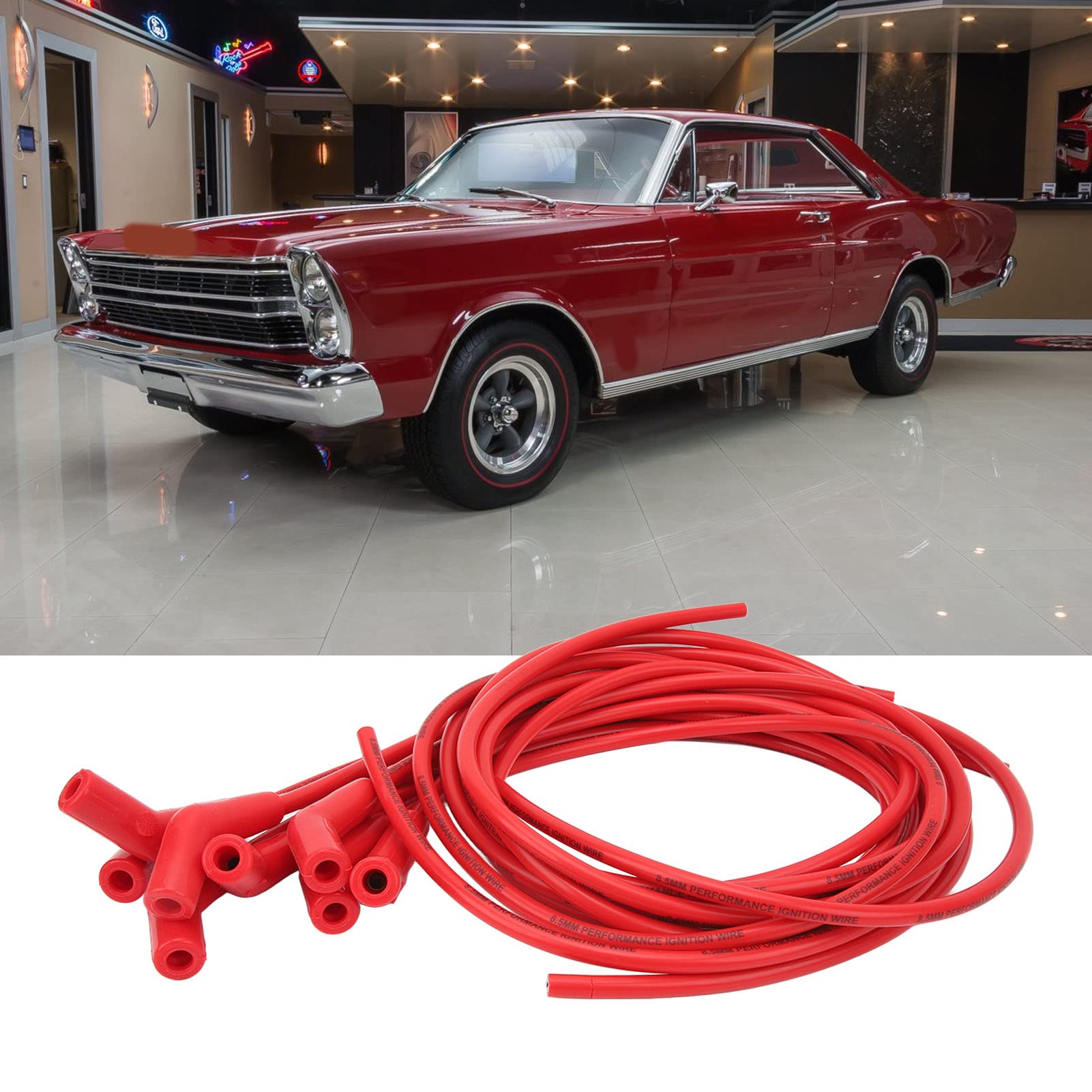 8,5 Mm di Diametro 45° 135° Candela di Accensione Set di Cavi di Accensione Alte Prestazioni Adatto per Auto a 8 Cilindri Auto D'epoca Auto da Rally Auto da Corsa (Rosso)