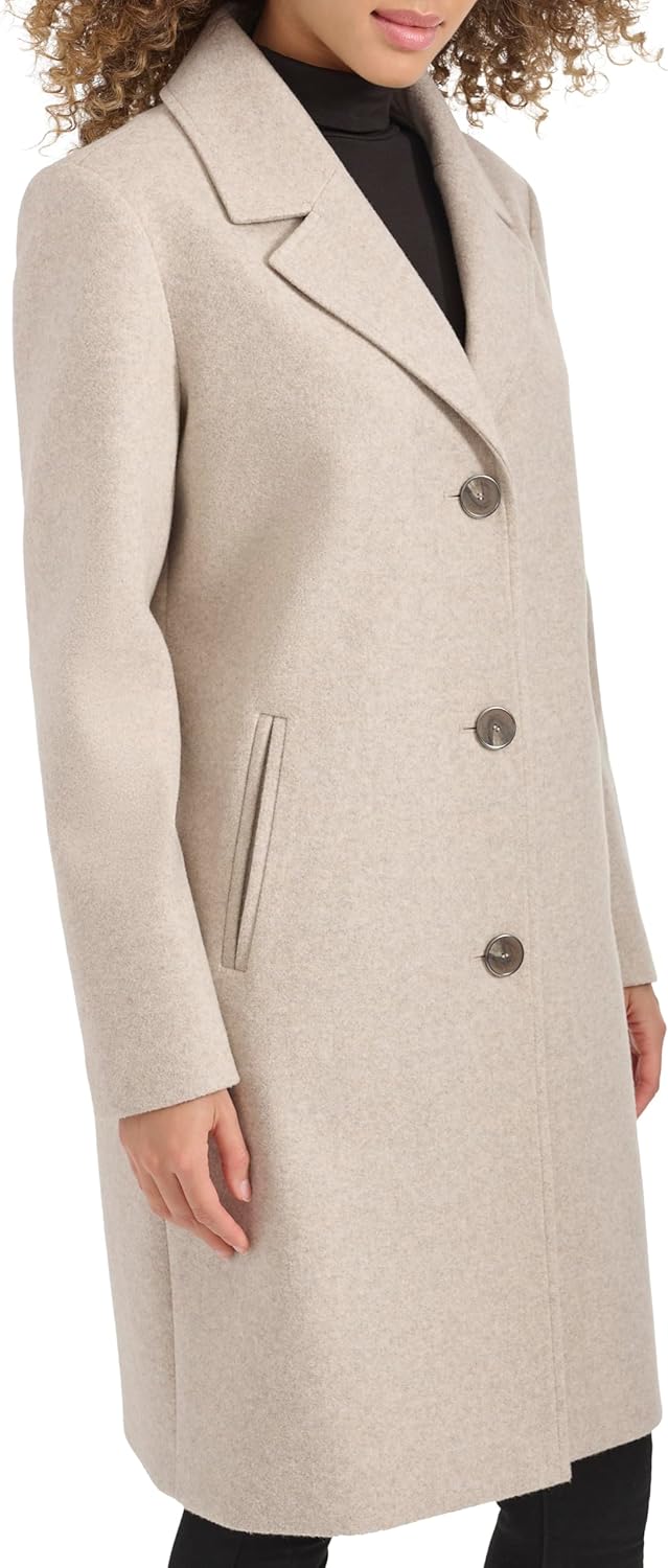 Kenneth Cole womens Notch Collar Fly Front Single Breasted Topcoat - Image 3