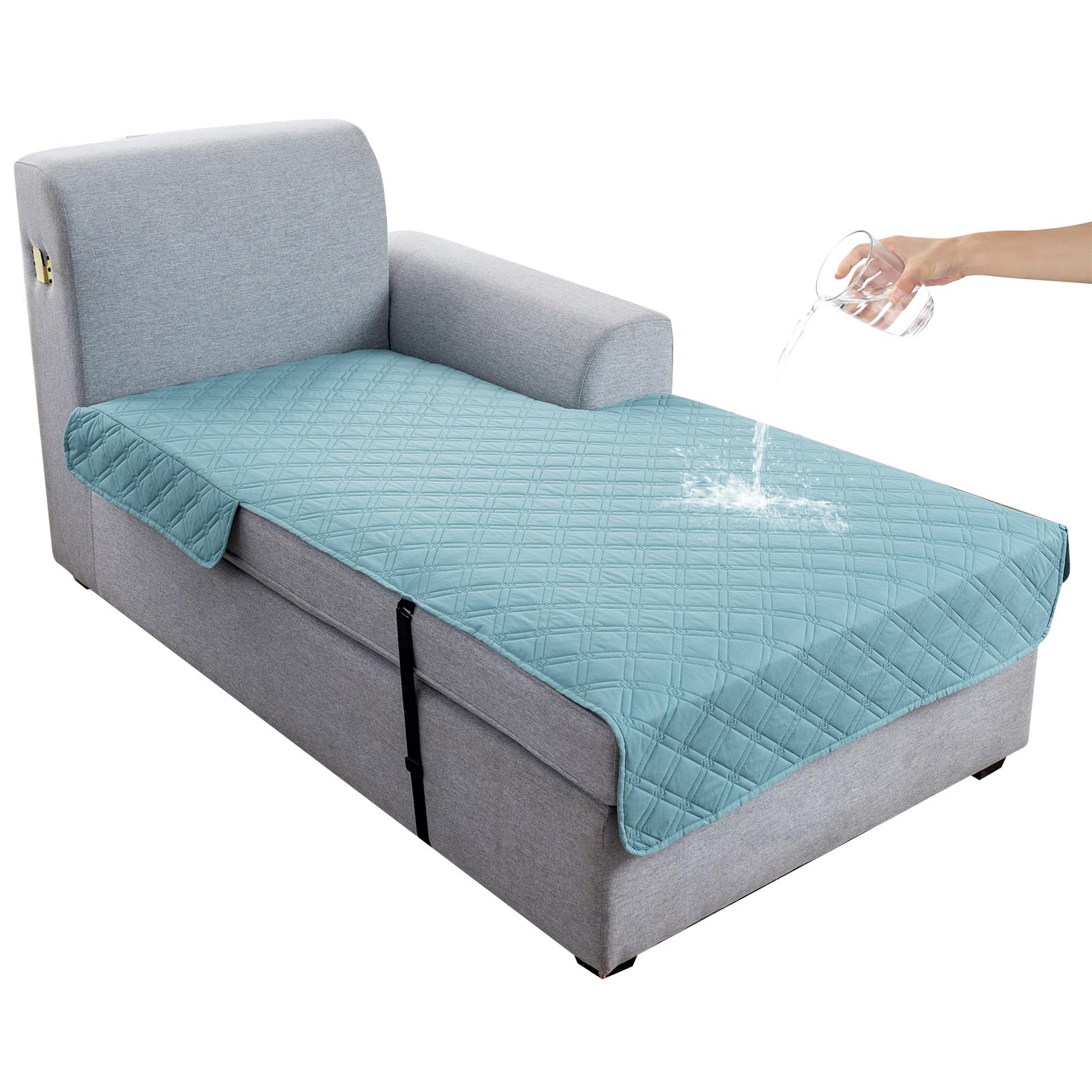 Genina L Shape Couch Cover, Sectional Couch Chaise Covers, Waterproof Washable Sofa Covers for Right L Shape Chaise Lounge, Anti-Slip Sofa Slipcovers for Dogs Cats Pet Friendly(Blue)