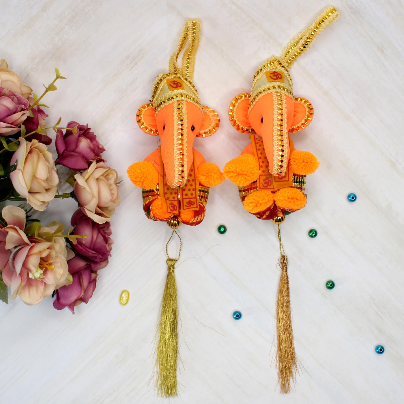 Boxo Ganesh Car Dashboard Hanging God Idol with Thread Hanging Car Accessories - 2 Pcs-picture-22