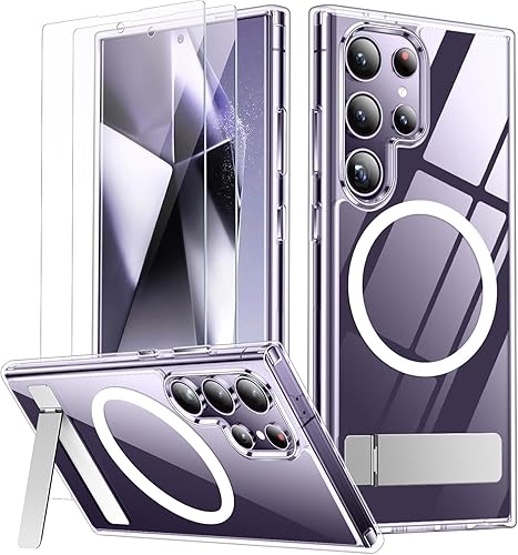 SPIDERCASE Funda magnética para Samsung Galaxy S24 Ultra, 3 formas de soporte protección contra caídas de grado militar con soporte invisible, a