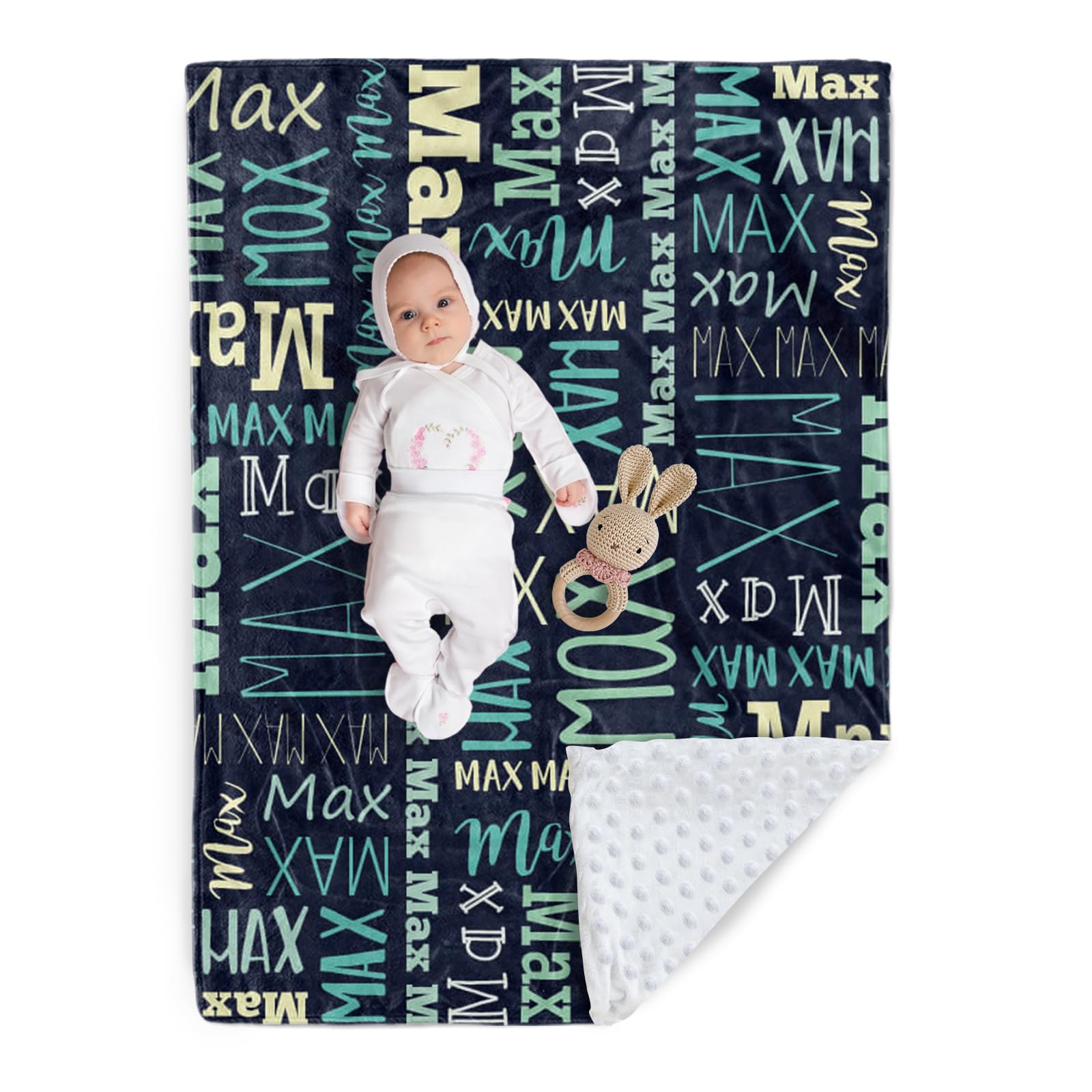 Custom Baby Blanket - Personalized Names Design - Soft Plush Blanket with Double Layer Dotted Backing for Boys Girls Color09(47x60 inches)