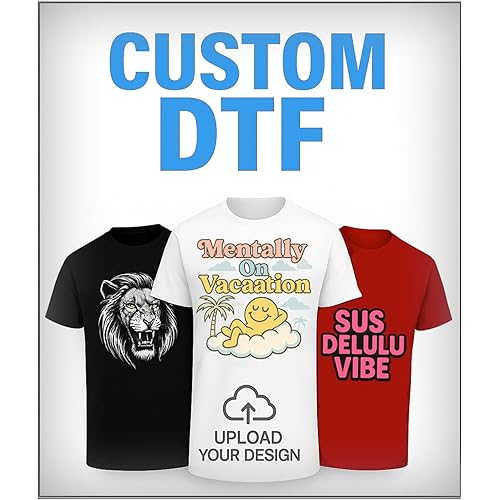 Custom DTF Transfers – Upload Your Design, Photo, Logo, or Text – Direct to Film Heat Transfers for T-Shirts, Hoodies, Sweatshirts, Tote Bags – Full Color Prints