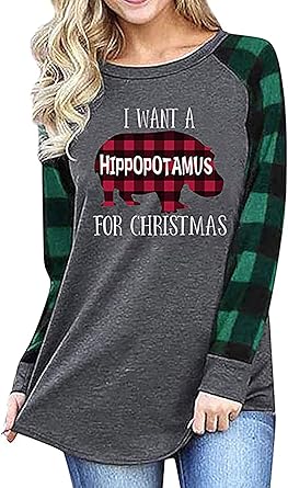 Long Sleeve Tshirt Xmas Holiday Tops 