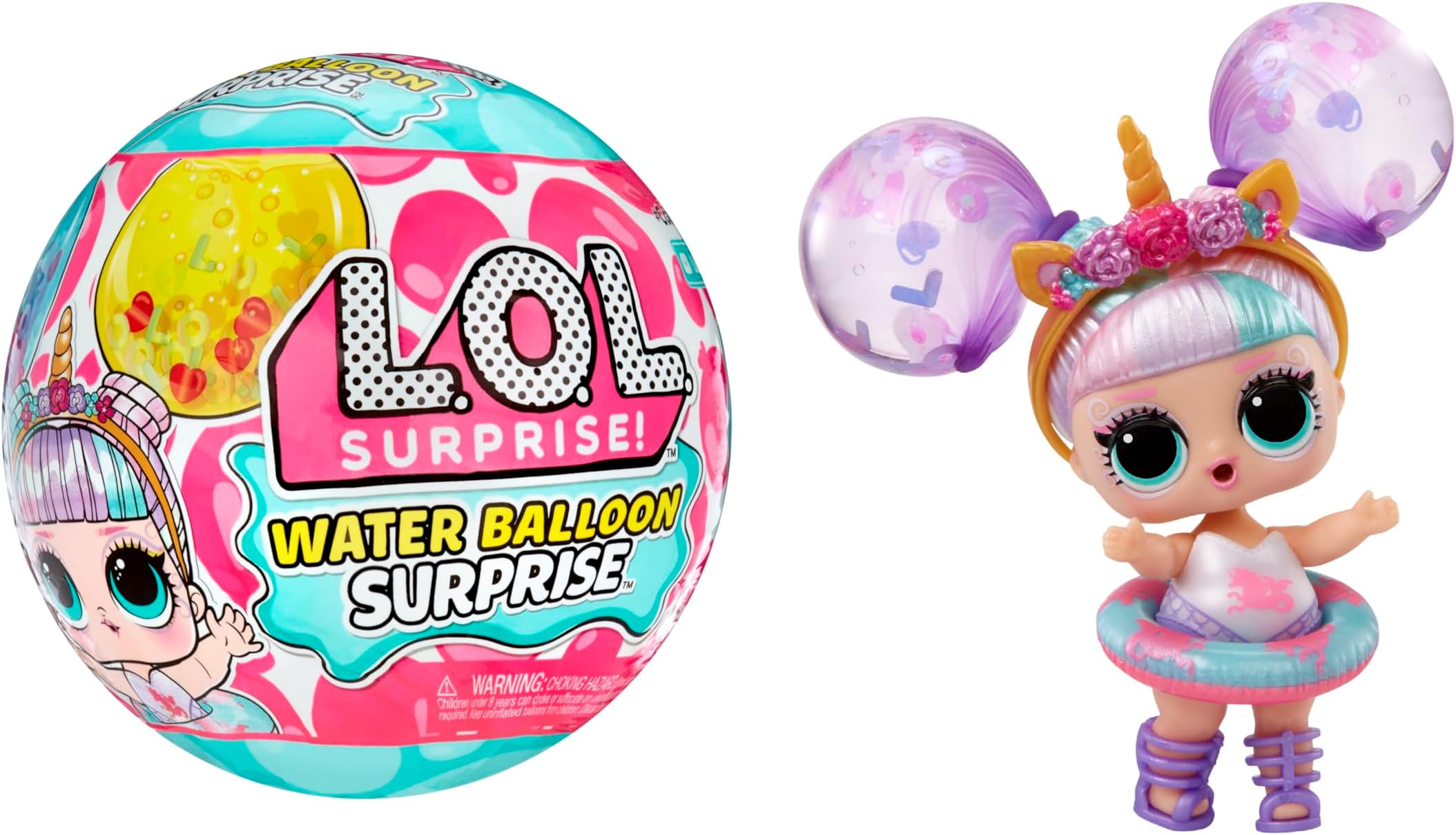 LOL Water Balloon Dolls with Collectible Doll, Water Balloon Hair, Glitter Balloons, 4 Ways to Play, Water Play, Reusable Water Balloons, Doll, Limited Edition Doll 4+