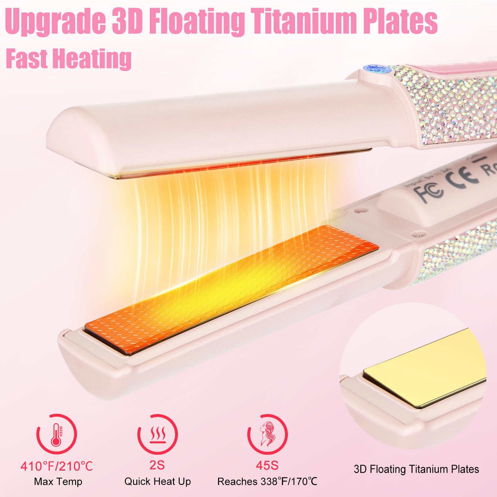 Plancha Pelo Inalambrica, Plancha de Pelo de Titanio y Rizador 2 en 1, Mini Plancha Pelo Viaje, 3 Temperaturas Ajustables, Calentamiento más Rápido Para Todo Tipo de, 5000 mAh, Versión Mejorada
