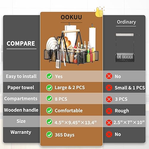 Miniatura 3 de OOKUU Organizador grande para parrilla, organizador de barbacoa con 2 soportes para toallas de papel, organizador de utensilios de condimentos de