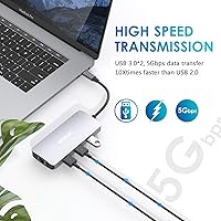 Vista 4 de USB C Adapters for MacBook Pro/Air,Mac Dongle with 3 USB Port,USB C to HDMI, USB C to RJ45 Ethernet,MOKiN 9 in 1 USB C to HDMI Adapter,100W Pd