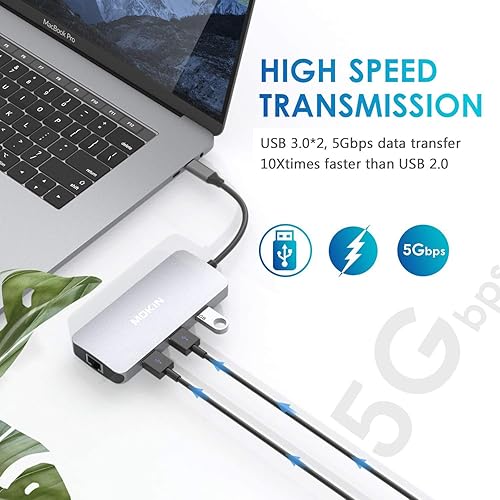 Miniatura 4 de Adaptadores USB C para MacBook Pro/Air, Mac Dongle con 3 puertos USB, USB C a HDMI, USB C a RJ45 Ethernet, MOKiN 9 en 1 USB C a HDMI, carga Pd de