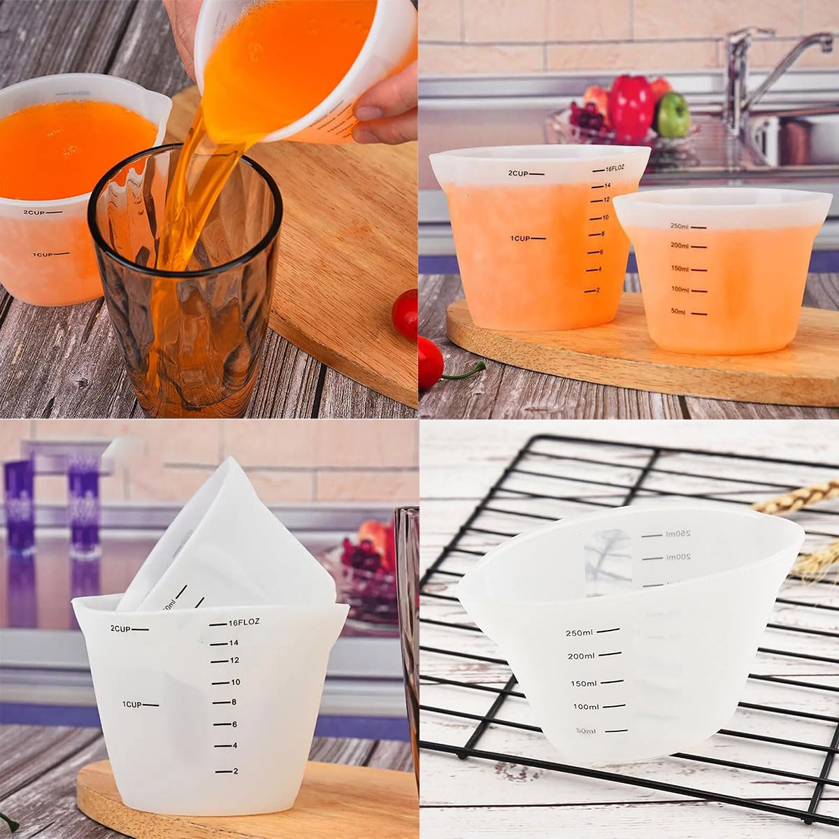 Misurini In Silicone 3 Pezzi | Scala Graduata 100ml E 250ml | Per Cucina E Resina Epossidica - Foto 2