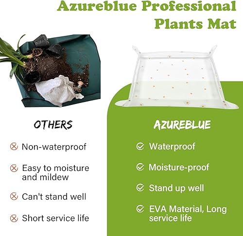 Miniatura 5 de Azureblue Tapete de trasplante para plantas de interior, impermeable, transparente, plegable, bandeja de trasplante, bandeja de jardinería portátil