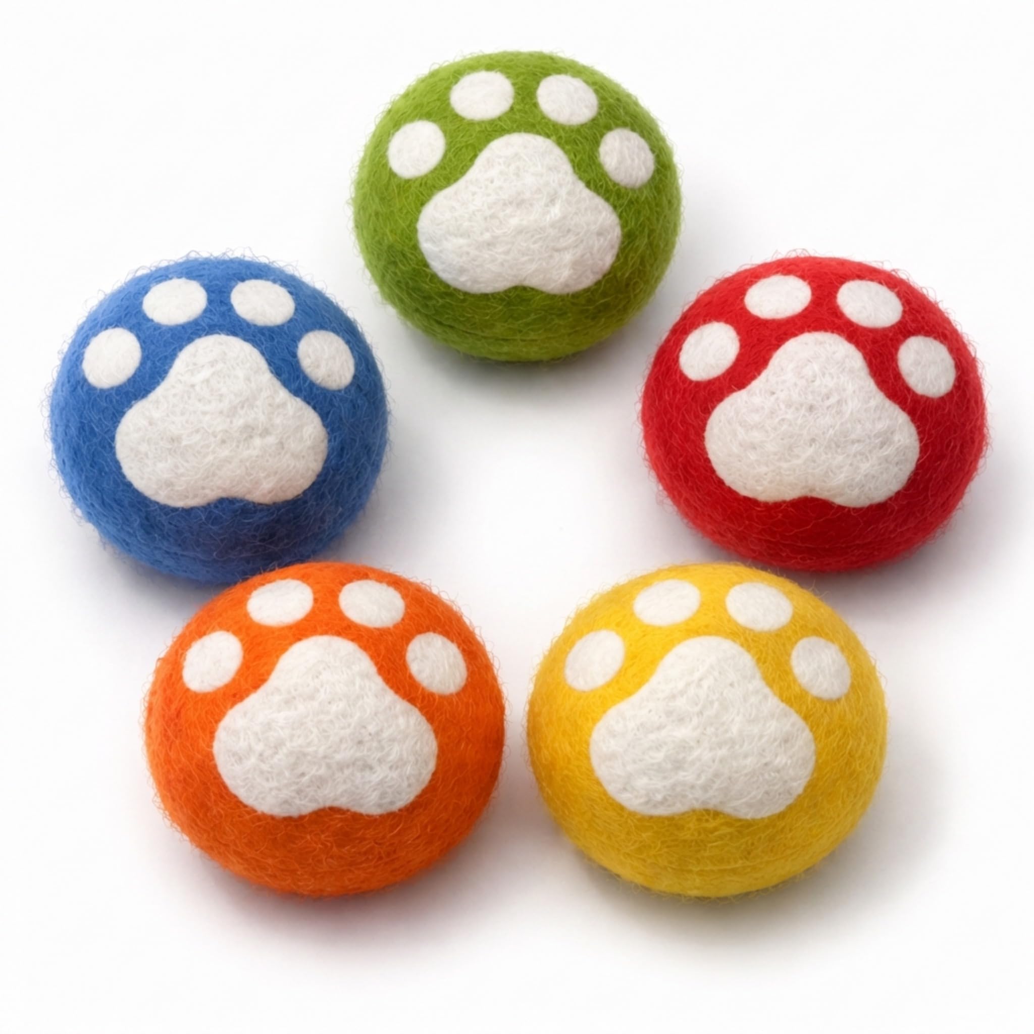 Glaciart One Wool Balls for Cats 5 Pack, Felt Balls for Cats, Wool Cat Toys for Indoor Cats & Kittens, Handmade Natural Interactive Cat Toys for Play & Exercise