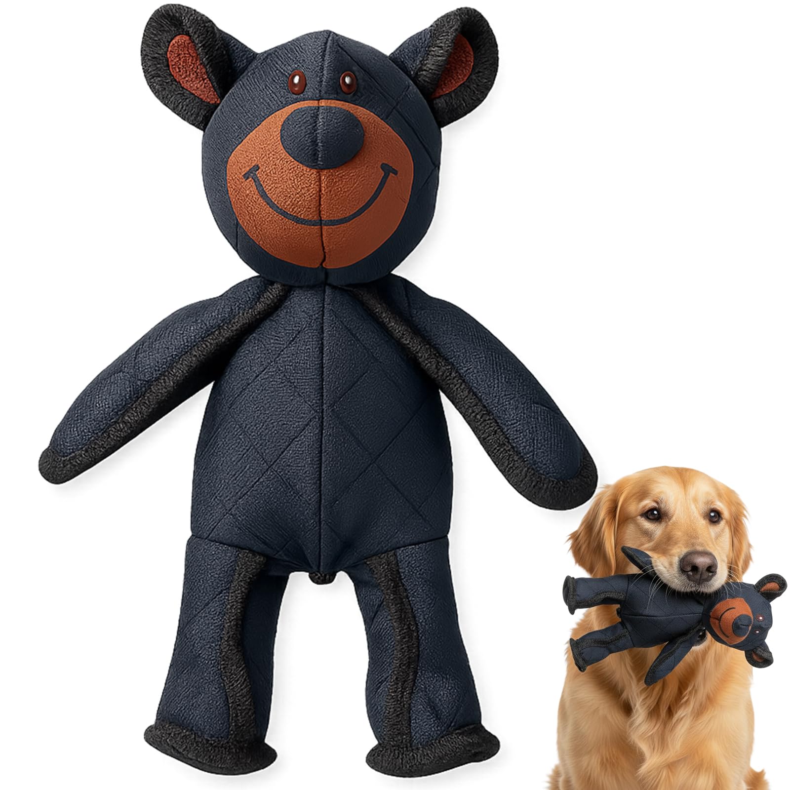 YTLSDHF Indestructible Dog Toys, 2025 New Dog Toys Indestructible for Large Dogs, Interactive Bear Design Unbreakable Dog Chew Toys for Dogs to Keep Them Entertained, Black