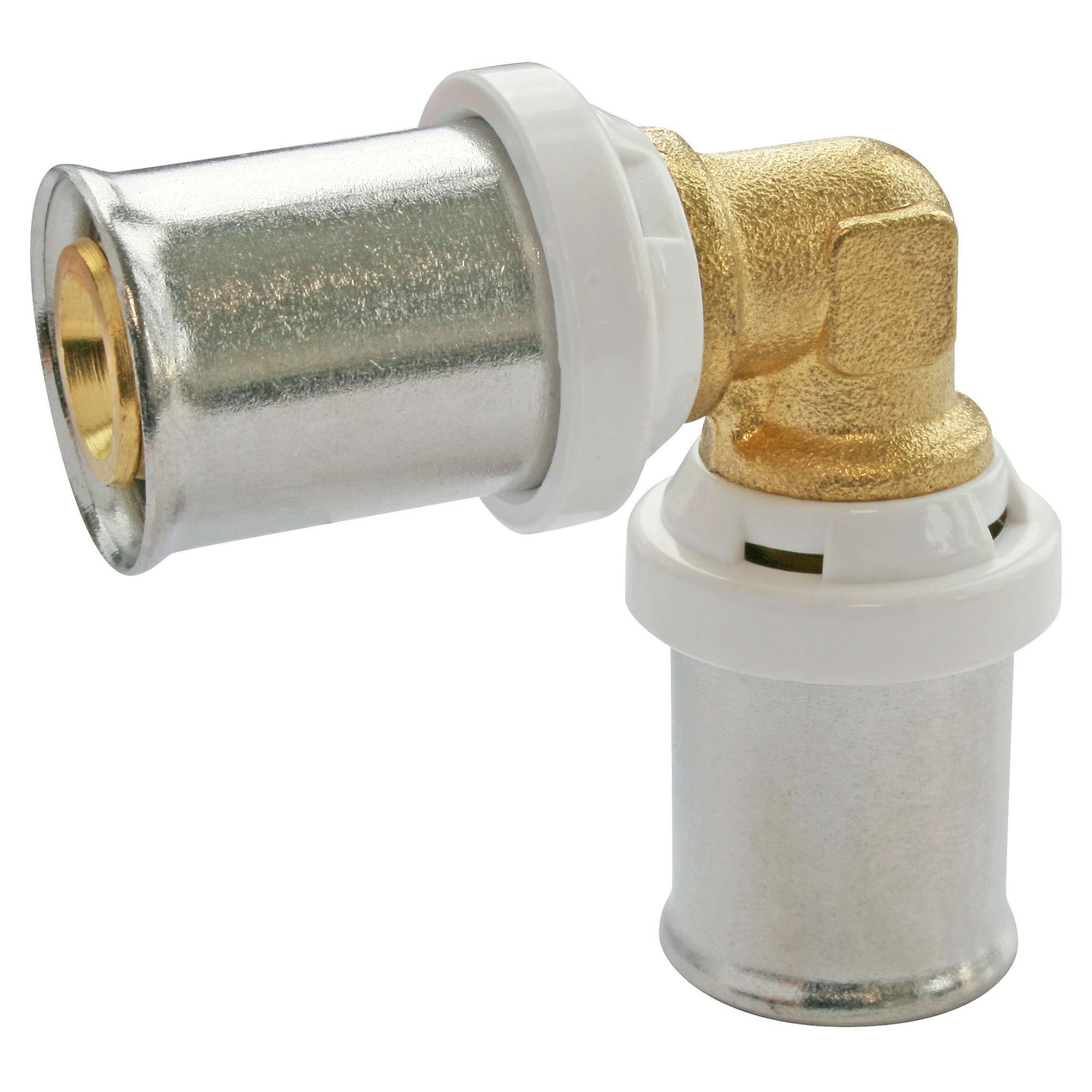 SOMATHERM FOR YOU - Set di 10 Gomiti Uguali a Pressare per Tubo Multistrato Ø20 - Multisertaggio TH/H/U - Corpo Ottone CW617N - Manicotto in Acciaio Inox - Finestra di Controllo