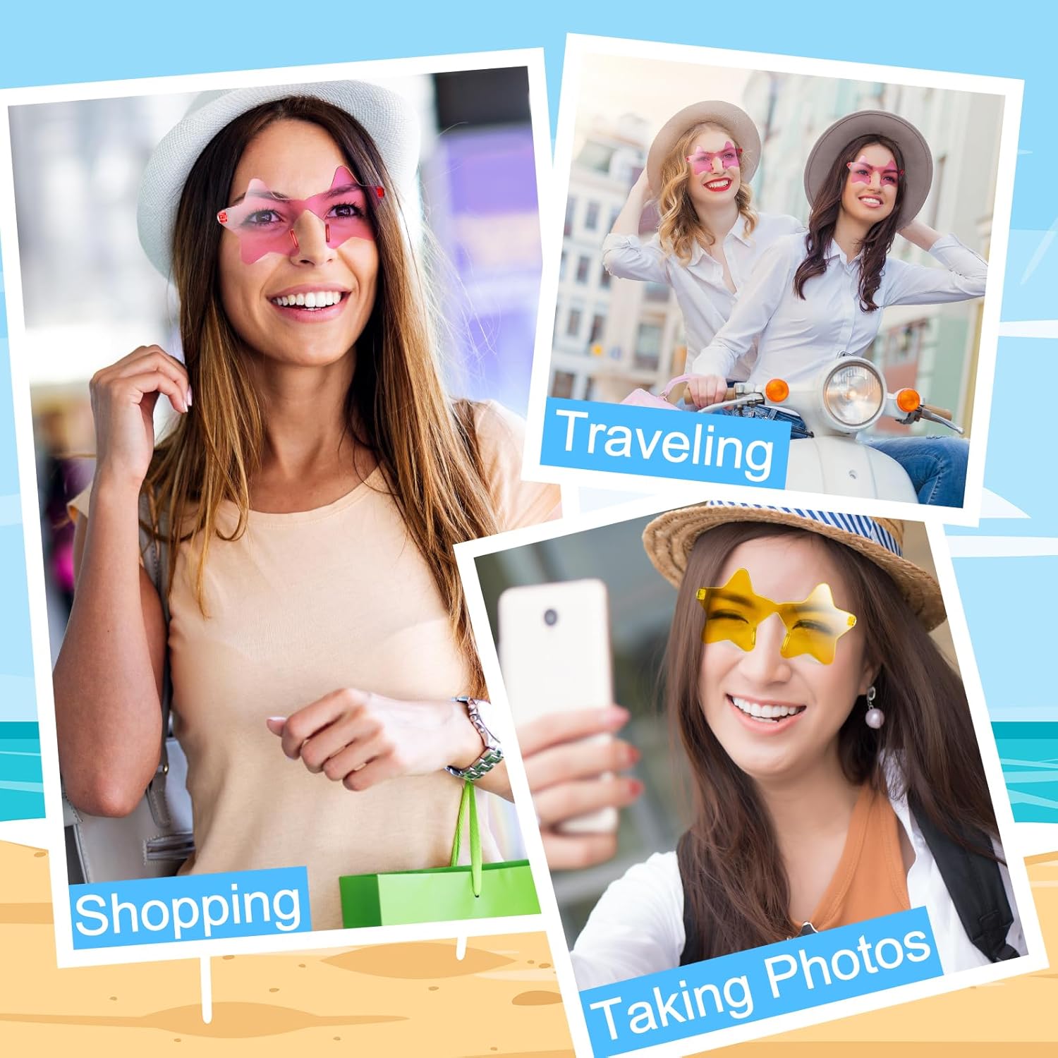 Morcheiong 10/20/30/40 Pack Star Sunglasses Colorful Rimless Sunglasses, Cool Pool Wedding Party Favor Pentagram Glasses - Image 4