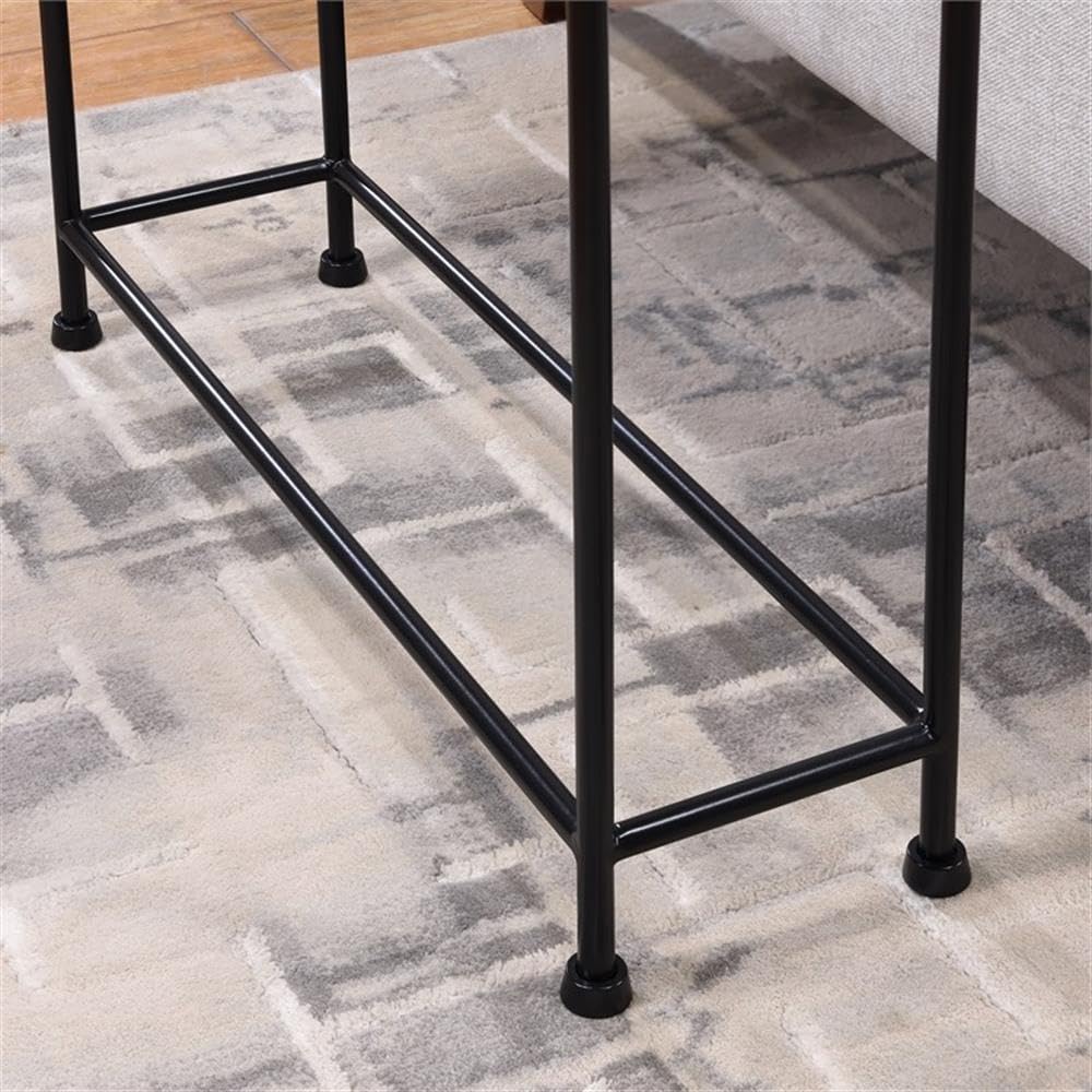 Antique Brass Side Table, Removable Tray Top with Textured Metal Look, Slender Rectangle Design, Space-Saving Accent for Living Room