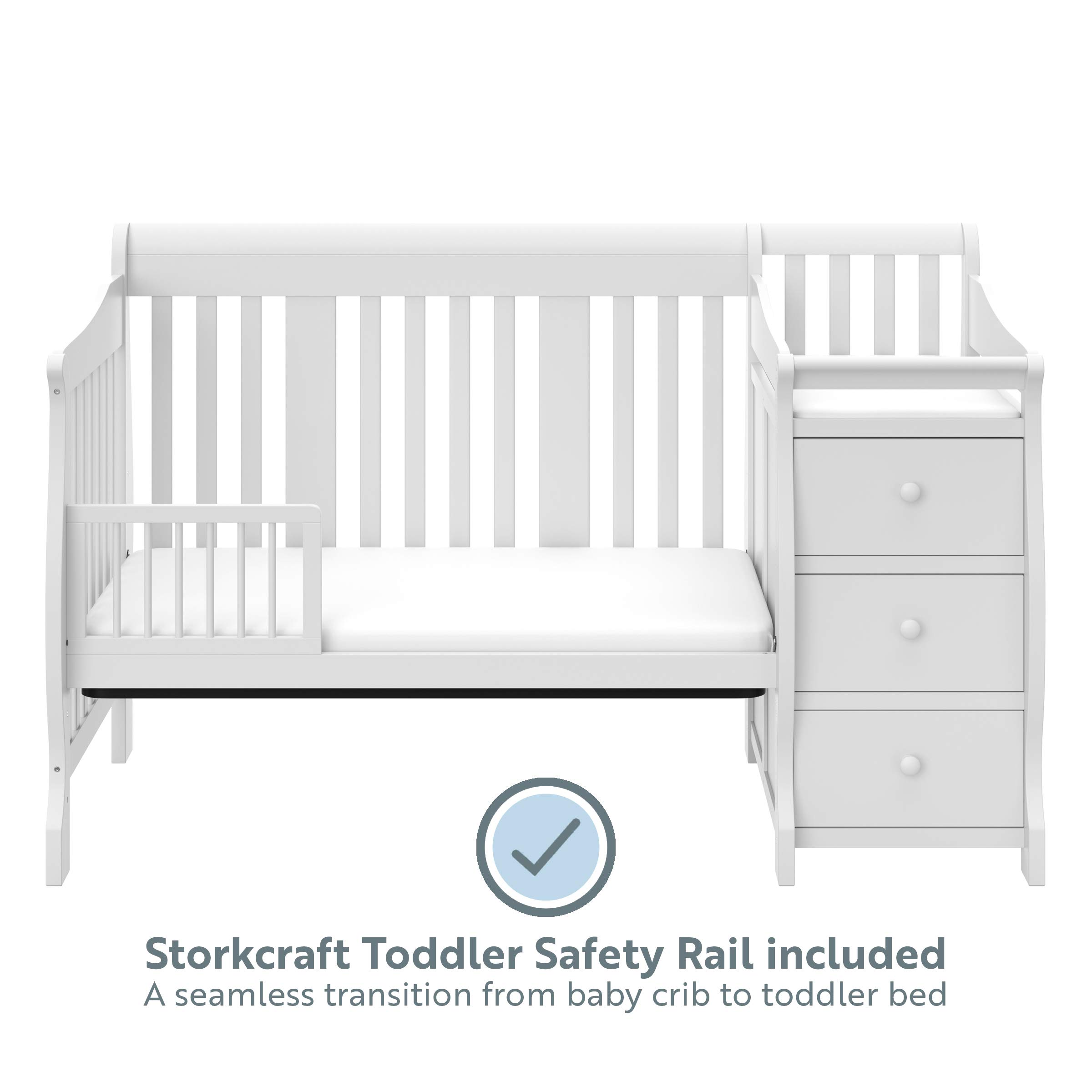 Storkcraft Portofino 5-in-1 Convertible Crib and Changer (White