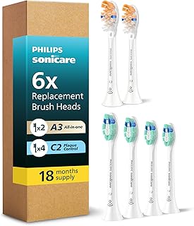 Premium All-in-One (A3) + Plaque Control (C2) Brush Head Bundle, Genuine Replacement Electric Toothbrush Heads, 6 Pack Up to 18 Month Supply, White, BD9003AZ