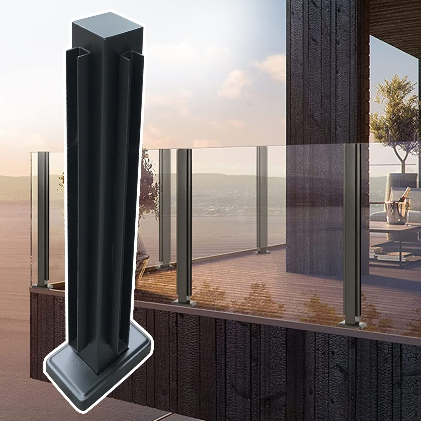 Support de balustrade pour panneaux en plastique et acrylique stable
