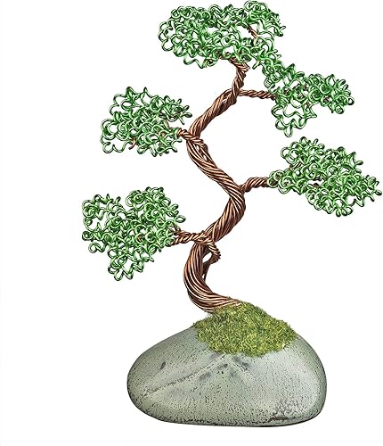 rockcloud Handcraft - Árbol de bonsái de alambre de aluminio con base de cerámica, árbol de dinero artificial para decoración del hogar de la