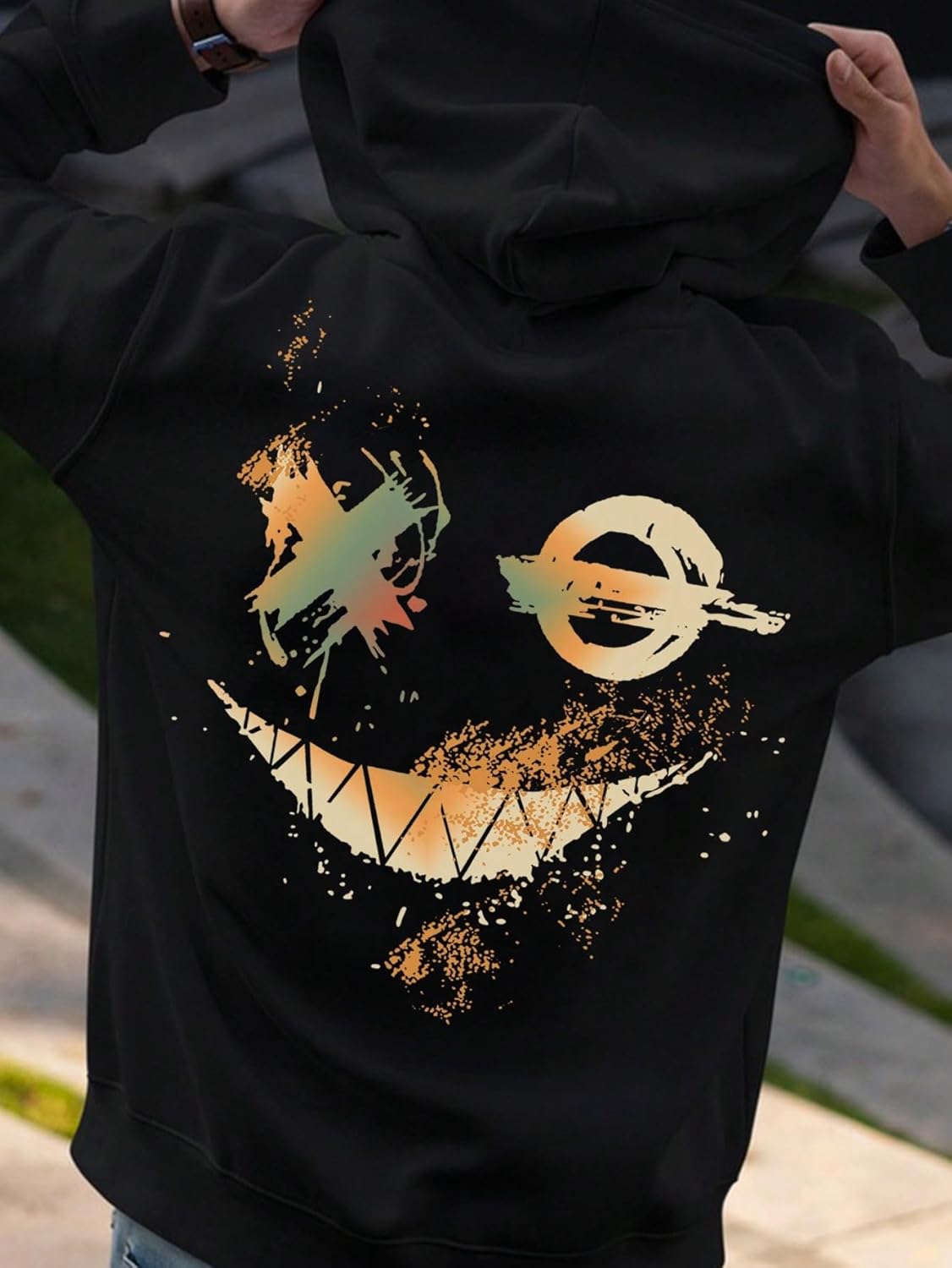 Floerns Men's Casual Graphic Print Long Sleeve Drawstring Hoodie Fashion Athletic Pullover Sweatshirt - Image 3