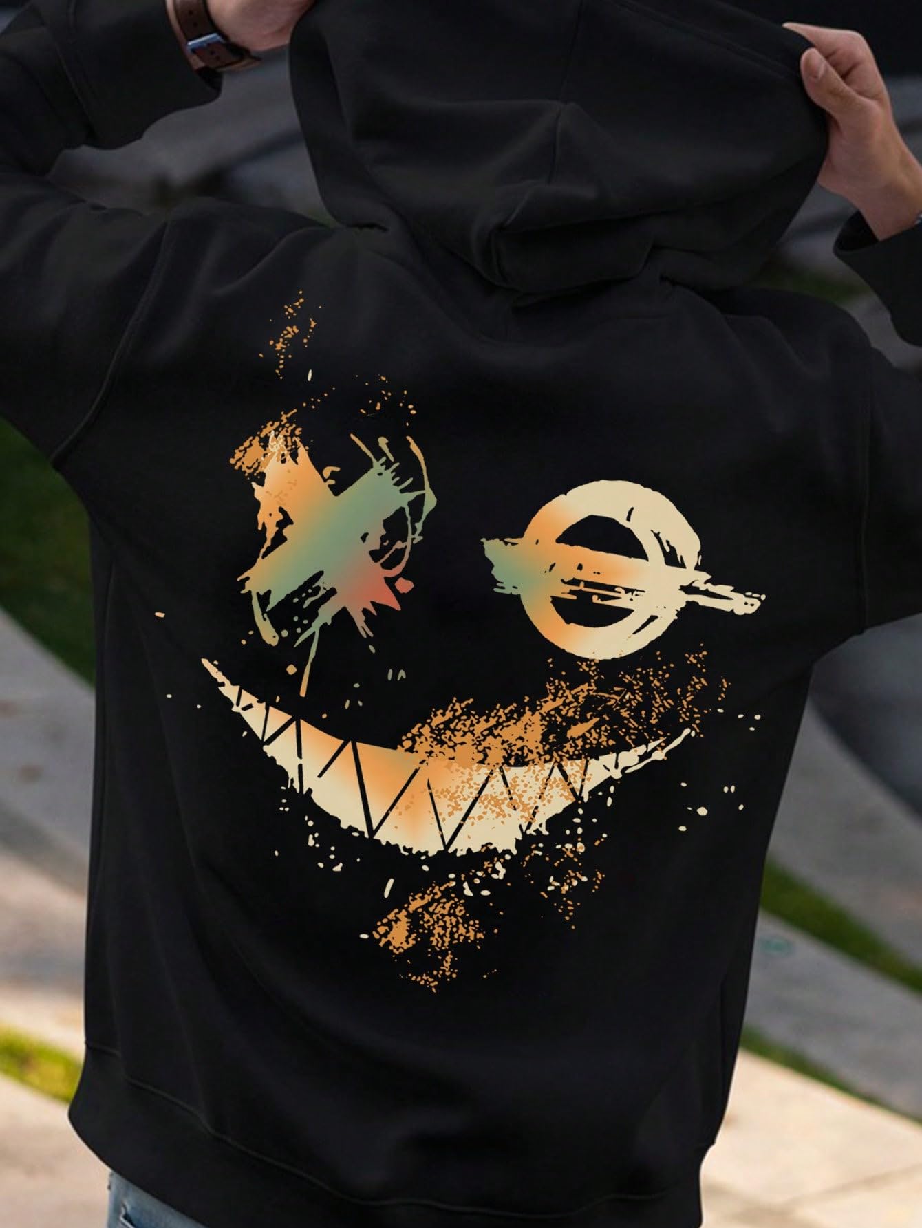 Floerns Felpa da uomo casual con stampa grafica a maniche lunghe con coulisse e cappuccio alla moda pullover sportivo