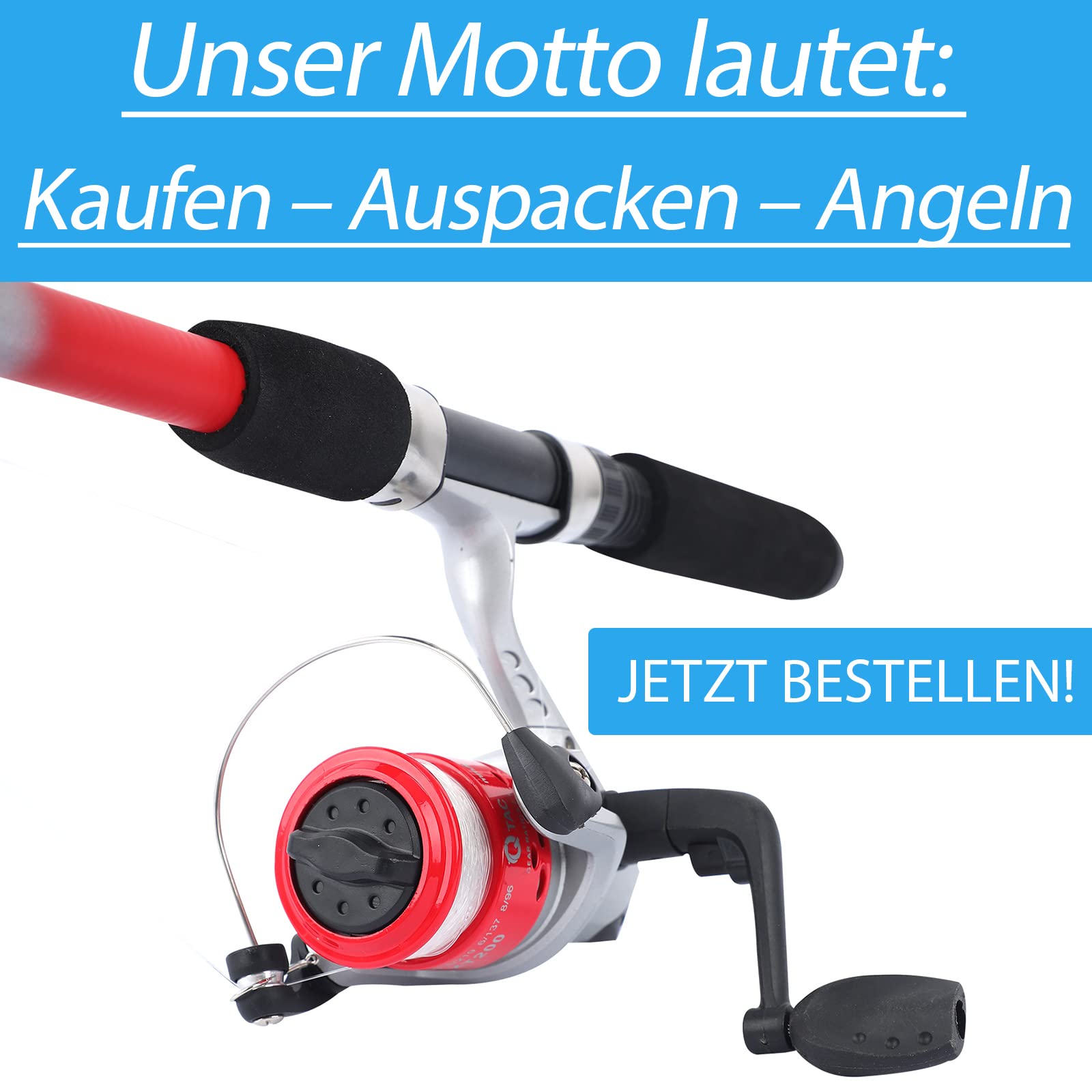 Angelset für Kinder [Fertig montiert & Angelrolle bespult] Teleskop-Angelrute 165 cm, Kinderangel sofort einsatzbereit, Angel Set komplett