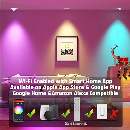 Miniatura 4 de Elite Smart RGB ultrafino empotrado 4 en 1 obleas de cardán ajustable con caja de conexiones regulable garantía de 5 años Energy Star... (negro, 6