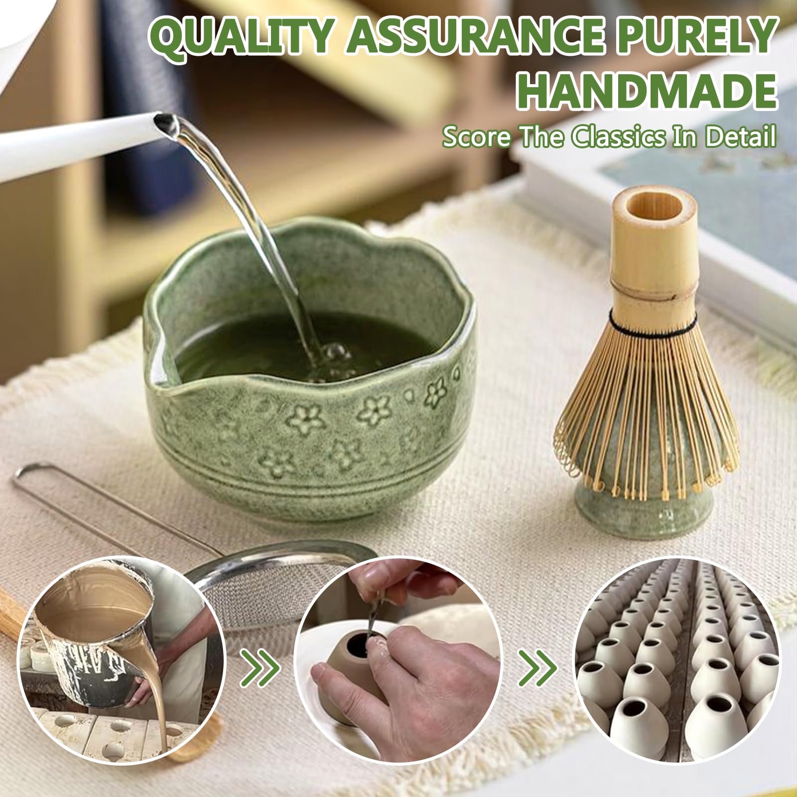 8 Pezzi Matcha Kit, Giapponese Matcha Set, Completo Con Frusta-Matchas in Bambù,Cucchiaio Ciotola E Supporto,Ceramica Macha Tea Kit,Per La Preparazione Del Tè Matchas-Gli Amanti Della Cultura