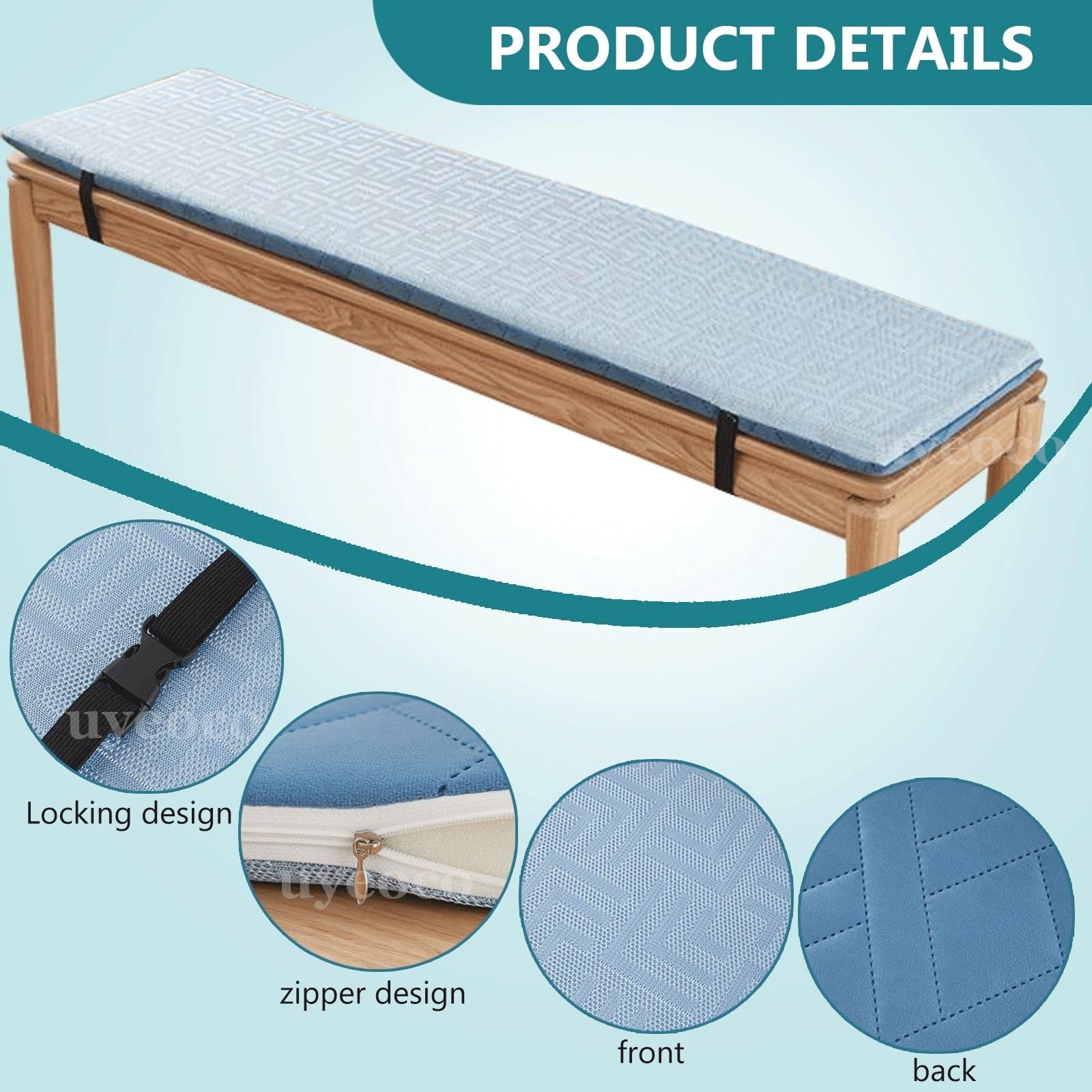 Panca versatile per interni ed esterni, 120 cm/150 cm/110 cm/90 cm x 40 cm/35 cm/30 cm, cuscino perfetto per giardino a baia, patio, sedie lunghe, altalene e portico in pelliccia - t & Sle