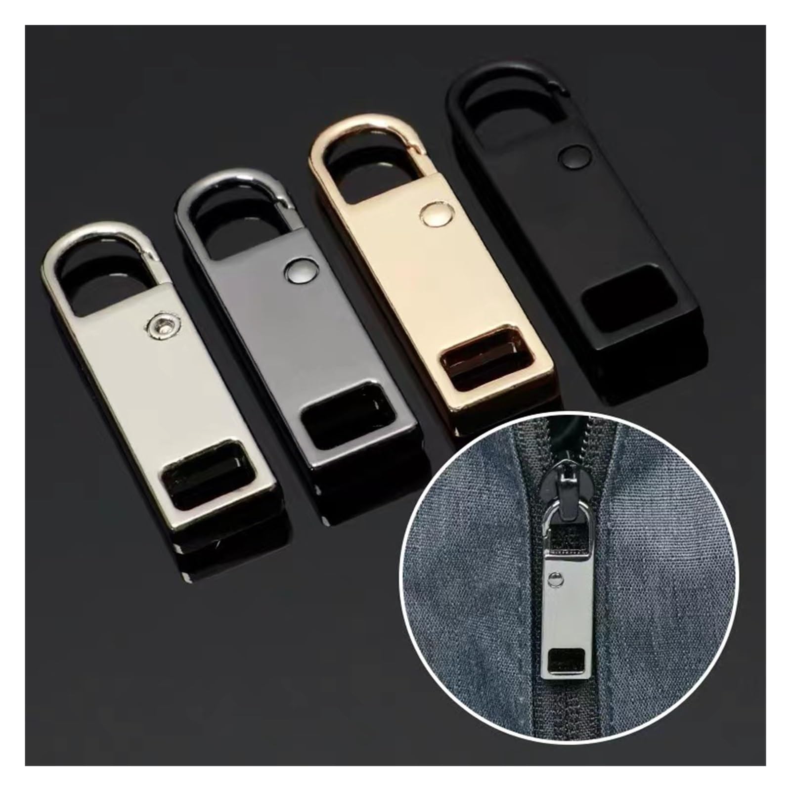 Recambios para tiradores de cremallera, Kit de repuesto tiradores cremallera for bolsos y ropa, paquete 5, 37x11 mm(Style D)