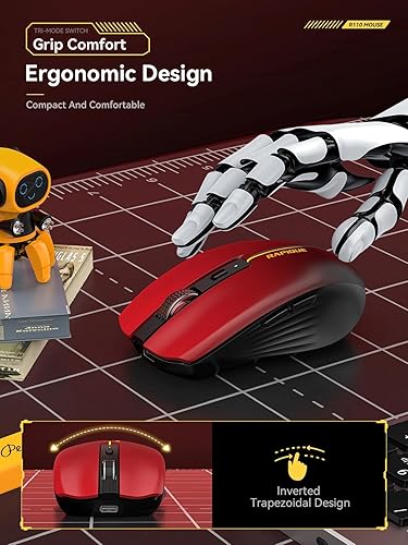 Miniatura 3 de RAPIQUE Ratón inalámbrico Bluetooth (BT1BT2+USB), tres modos de alto rendimiento, recargable, multidispositivo, compatible con