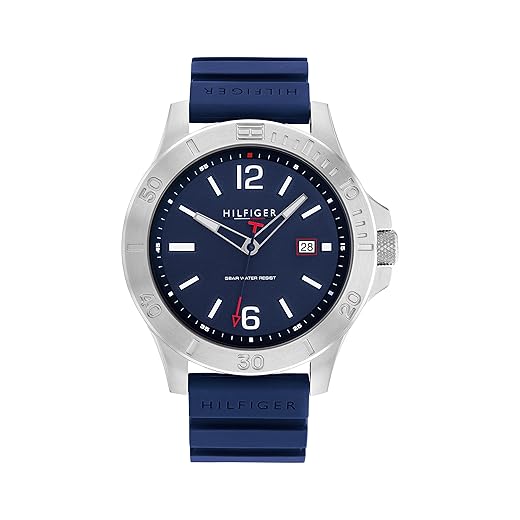 Tommy Hilfiger Relógios masculinos Preppy de quartzo de aço inoxidável – Estilosos sem esforço, Azul, Casual