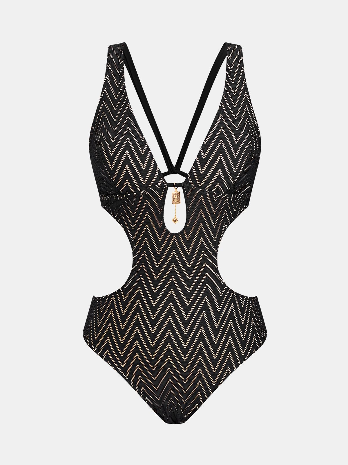 CUPSHE Maillot de bain une pièce monokini pour femme avec décolleté plongeant et bretelles réglables