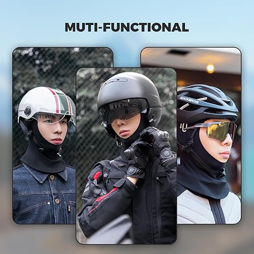 Miniatura 6 de ROCKBROS Pasamontañas para clima frío, forro de casco de motocicleta, gorro de calavera, polaina térmica para el cuello, bufanda de invierno,