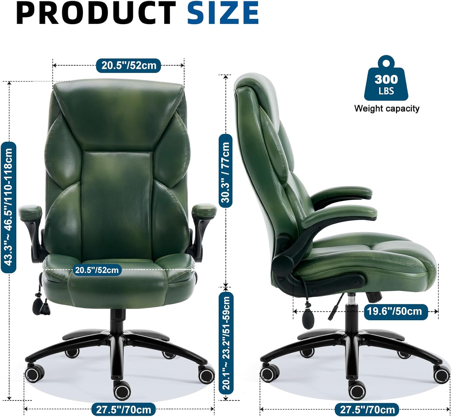 Ergonomic Office Chair Gaming Chair Comfy - Breathable Leather Desk Chair with Lumbar Support & Back Support, Rolling Home Office Chair with Wheels, Comfortable Computer Chair for Desk,Green